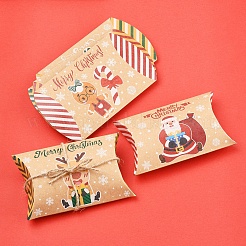 24Pcs 12 Styles Christmas Theme Cardboard Candy Pillow Boxes&nbsp;CON-FS0001-12