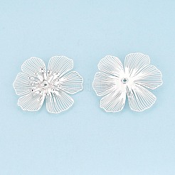真鍮製ビーズキャップ  花  銀  27.5~31x27.5~31x4mm  穴：0.9mm&nbsp;KK-N278-02S