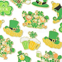 14Pcs 7 Styles Saint Patrick's Day Alloy Enamel Pendants&nbsp;ENAM-FS0001-67
