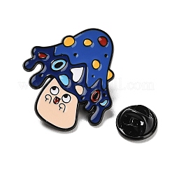 キノコのエナメルピン  バックパック用合金ラペルピンバック  ブラック  ブルー  30x27mm&nbsp;JEWB-I060-03EB-01