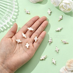 10個 2スタイル 天然ケシパールクロスペンダント  銅線ループ付き  貝殻色  ミックスカラー  20mm  穴：2mm  5個/スタイル&nbsp;PALLOY-YW032