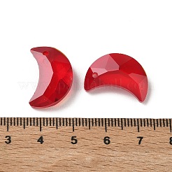 ガラスチャーム  ムーンチャーム  多面カット  レッド  20x13.5x7.5mm  穴：1.6mm&nbsp;GLAA-I062-02A-03