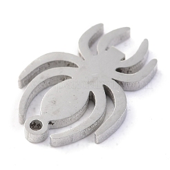 変色しない304ステンレススチールチャーム  レーザー切断  ハロウィン用  クモ  ステンレス鋼色  12x8x1.1mm  穴：0.8mm&nbsp;STAS-O142-47P