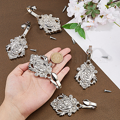 亜鉛合金フック2個  花  プラチナ  100x50x38mm&nbsp;FIND-WH0366-513P