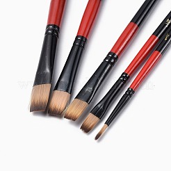 木製ペイントブラシペンセット  水彩画油絵用  ブラック  180~198x5~9.5mm  ブラシ：11~16x2~10mm  5個/セット&nbsp;AJEW-L074-03