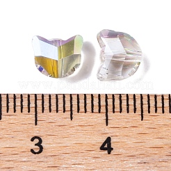 100個の電気メッキガラスビーズ  猫の形  多面カット  黄緑  7x6x4.5mm  穴：1mm  100個/セット&nbsp;EGLA-P060-01A-HR03
