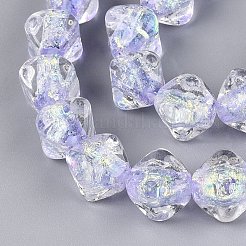 手作りの箔ガラスビーズ連売り  ポリゴン  多面カット  紫色のメディア  12~15x14~16x14~16mm  穴：0.7~1.4mm  約30個/連  15.35~16.14インチ（39~41cm）&nbsp;FOIL-Q002-06A