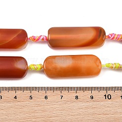 天然石赤瑪瑙ビーズ連売り  長方形  染め＆加熱  38~39x12.5~15x9~10mm  穴：2.5mm  約8個/連  15.16~15.47''（38.5~39.3センチメートル）&nbsp;G-H342-B01-01