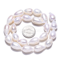天然養殖淡水パールビーズ連売り  ライス  乳白色  12.5~18.5x9.5~11.5mm  穴：0.8mm  約23~26個/連  14.80インチ〜15.39インチ（37.6~39.1cm）&nbsp;PEAR-N012-10B