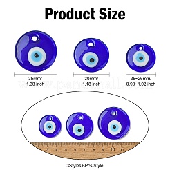 18個、3種類のスタイルの手作りイーブルアイランプワークペンダント  ダークブルー  25~35x4.5~6mm  穴：3~4mm  6個/スタイル&nbsp;LAMP-CJ0002-74