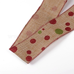 Christmas Burlap Ribbon&nbsp;SRIB-WH0006-15E