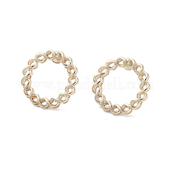 女性用中空ツイストリング合金スタッドイヤリング  304ステンレスピン付き  ライトゴールド  16mm&nbsp;EJEW-H309-05KCG