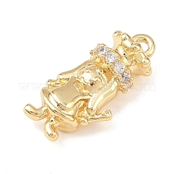 Brass Micro Pave Clear Cubic Zirconia Pendants&nbsp;KK-G545-07G