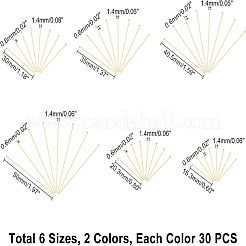 304ステンレス鋼フラットヘッドミックスサイズピン  ミックスカラー  22ゲージ  15.3~50x0.6mm  ヘッド：1.4mm  360pc&nbsp;STAS-UN0016-81