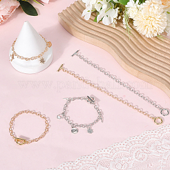 12Pcs 2 Colors Alloy Cable Chain Bracelets for Women Men&nbsp;BJEW-SC0001-60