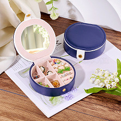 Round PU Leather & Plastic Jewelry Set Storage Box&nbsp;CON-TAC0014-06C