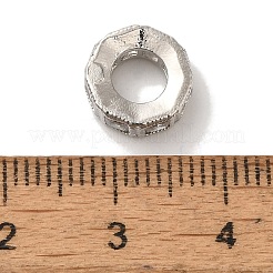 八角形真鍮マイクロパヴェキュービックジルコニアヨーロピアンビーズ  大穴ビーズ  長持ちメッキ  カドミウムフリー＆鉛フリー  プラチナ  10x3.5mm  穴：5mm&nbsp;KK-C072-20P