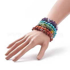7Pcs 7 Style Natural & Synthetic Mixed Stone Stretch Bracelets Set with Lampwork Evil Eye Beaded&nbsp;BJEW-JB08771