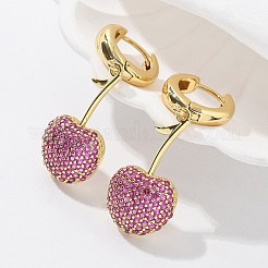 Cherry Brass Micro Pave Cubic Zirconia Hoop Earrings&nbsp;EJEW-M077-04G-02
