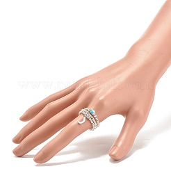 3Pcs 3 Style Natural White Jade & Synthetic Hematite Beaded Stretch Rings Set with Crescent Moon Charm&nbsp;RJEW-JR00469-01