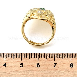 女性用調節可能な真鍮カフリング  聖ジュードと楕円  ラックめっき  エナメル  長持ちメッキ  鉛フリー＆カドミウムフリー  18KGP本金メッキ  usサイズ7 1/4(17.5mm)&nbsp;RJEW-F181-03G