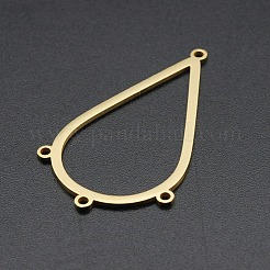 201 ステンレス シャンデリア コンポーネント リンク  4ループリンク  レーザー切断  ティアドロップ  ゴールドカラー  42x24.5x1mm  穴：1.6mm&nbsp;STAS-R111-LA181