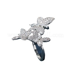 Brass Micro Pave Cubic Zirconia Cuff Rings for Women&nbsp;FS-WGE5C54-01