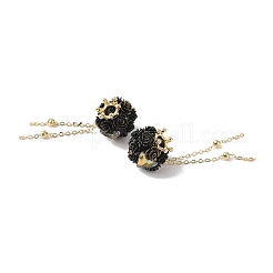 Handmade Flower Polymer Clay Rhinestone Tassel Dangle Beads&nbsp;CLAY-H003-02G-03