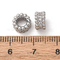 真鍮製キュービックジルコニアヨーロピアンビーズ  ロンデルホイールの大きな穴のビーズ  プラチナ  8x5mm  穴：4.2mm&nbsp;ZIRC-L105-09P