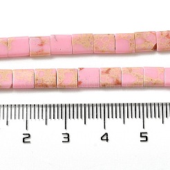 合成インペリアルジャスパービーズ連売り  2穴  長方形  ピンク  5.5~6x5x2.5mm  穴：0.9mm  約69~70個/連  15.12~15.2インチ（38.4~38.6cm）&nbsp;G-F762-A08-01