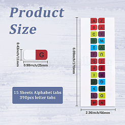 紙文字粘着ステッカー15枚  ブックファイル用のアルファベットバインダー仕切り  カラフル  170x60x0.2mm&nbsp;DIY-SP0006-56B