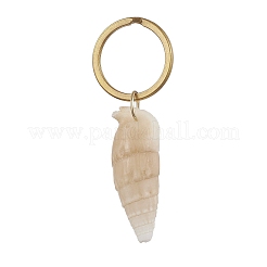 天然の巻き貝ペンダントキーホルダー  金色の真鍮キーチェーン留め具付き  シエナ  4.5~6.5cm&nbsp;KEYC-JKC00989