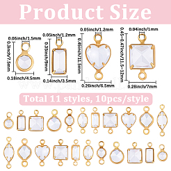 110Pcs 11 Styles Brass Pave Clear Cubic Zirconia Connector Charms&nbsp;KK-BM0001-04