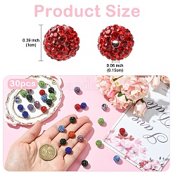 30Pcs Pave Disco Ball Beads&nbsp;RB-YW0001-14P