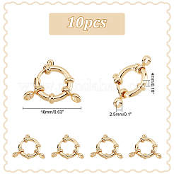 304ステンレススチールスプリングリング留め具10個  リング  24KGP本金メッキ  16x4mm  穴：2.5mm&nbsp;STAS-PH0005-15
