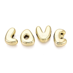 UVメッキアクリルヨーロッパのビーズ  大穴ビーズ  文字L  ゴールドカラー  22~28x13~25x9.5~10mm  穴：5.5~6mm  約164個/500g&nbsp;OACR-N160-34A