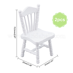 ミニ木製椅子  小道具の装飾を装ったドールハウスアクセサリー用  ホワイト  37x41x80mm&nbsp;AJEW-WH0251-38