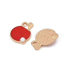 合金エナメルチャーム  スポーツボールチャーム  ライトゴールド  卓球ラケット  17x13x3.5mm  穴：1.8mm&nbsp;ENAM-V001-01A-KCG