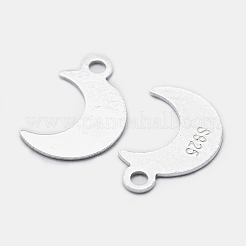 925スターリングシルバーチャーム  ムーン  s925スタンプあり  銀  11x7x0.5mm  穴：1mm&nbsp;STER-I014-19S