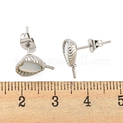 真鍮と貝殻のスタッドピアス  カドミウムフリー＆ニッケルフリー＆鉛フリー  ハート  プラチナ  12x10mm&nbsp;KK-G490-04P