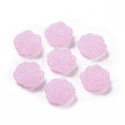 手作りのランプワークフラワービーズ  ローズ  ピンク  18x18x9.5mm  穴：1~1.6mm&nbsp;LAMP-C004-05B