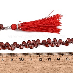 天然石ガーネットビーズ連売り  ティアドロップ  トップ掘削  タッセル付き  5x5x3mm  穴：0.5mm  約70個/連  13.78''（35センチメートル）&nbsp;GG-NH0010-A01-01
