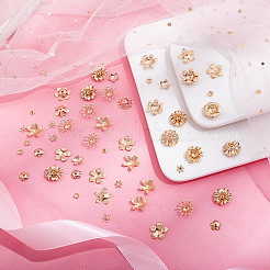 64 個 8 スタイル真鍮ビーズキャップ  花  ゴールドカラー  5~15x5~13.5x1~5mm  穴：0.9~1.5mm&nbsp;KK-AR0003-57