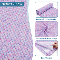 Polyester Mermaid Fish Scale Pattern Fabric&nbsp;DIY-WH0622-024C