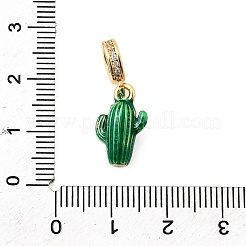Brass Green Enamel European Dangle Charms&nbsp;KK-F904-28G