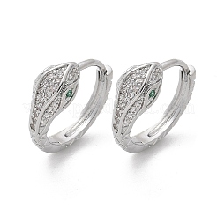 真鍮クリアキュービックジルコニアフープピアス  ヘビ  プラチナ  15x15x6mm&nbsp;EJEW-Q014-20P
