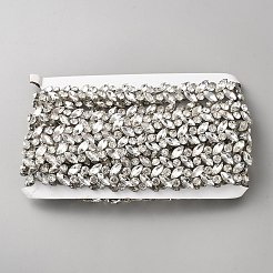 花合金ラインストーンアップリケ  アイアンでブライダルウェディングドレスベルト衣装チャイナアクセサリー用パッチ  クリスタル  16~23x5.5mm  5ヤード/バンドル&nbsp;DIY-WH0504-836