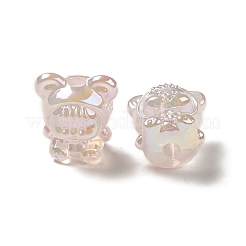 UVメッキレインボー虹色アクリルビーズ  クマの服を着た女の赤ちゃん  桃パフ  17.5x16.5x14mm  穴：3.5mm&nbsp;LS-PACR-M002-01E