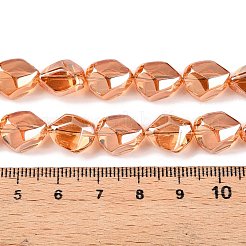 電気メッキガラスビーズセット  ナゲット  砂茶色  12x9.5~10x7mm  穴：1mm  約55個/連  25.98''（66センチメートル）&nbsp;EGLA-T021-10D