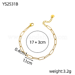 304 Stainless Steel Paperclip Chains Bracelets&nbsp;STAS-OY017-01G
